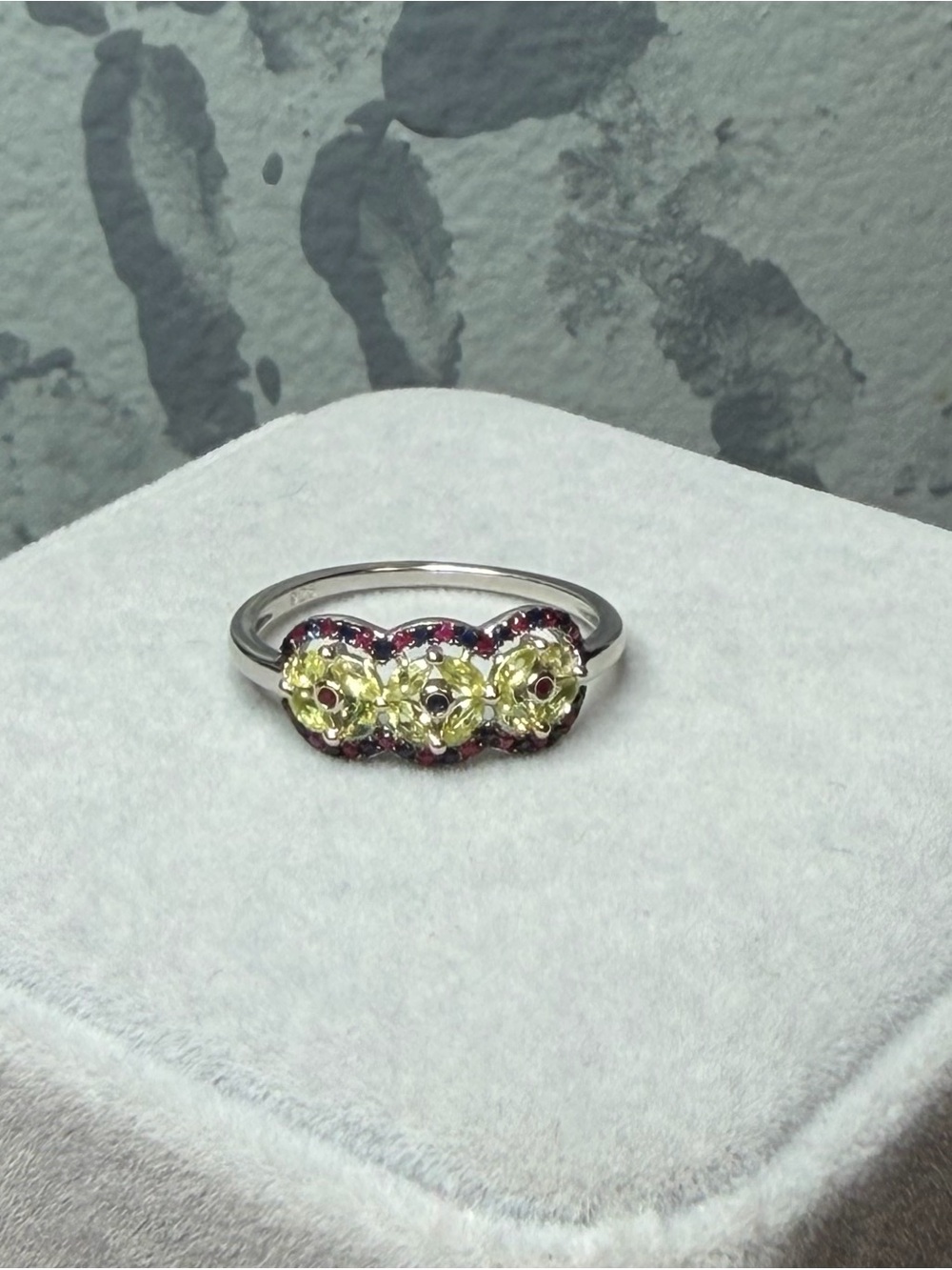 Natural Yellow & Blue Ceylon Sapphire w/ Ruby in 925 Sterling Silver Ring - Picture 13 of 13